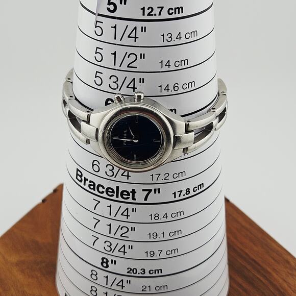 Fossil Women's BIG TIC Watch Dark Blue Dial Silver Link Band ES-9649 Classic - Picture 7 of 7